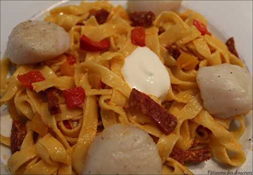 Des Tagliatelles de St Jacques, poivrons et chorizo