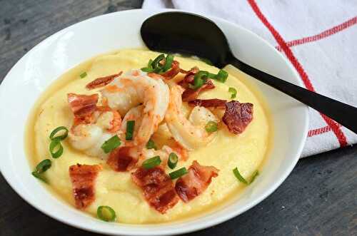 Shrimp and grits - Polenta aux crevettes, typique du sud des US