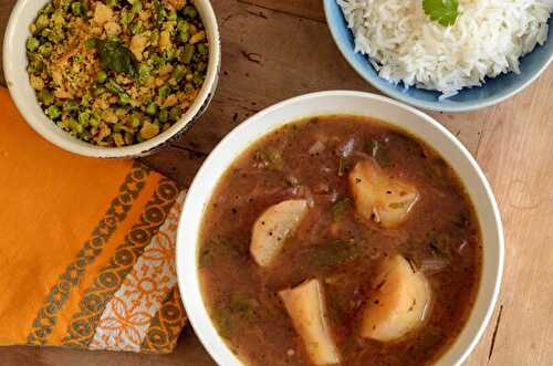 Sweet potato kuzhambu - Patate douce en bouillon acidulé, une recette tamoule