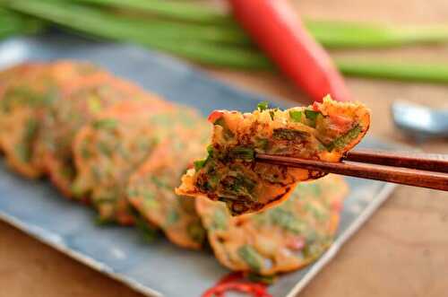 Jangtteok - Pancakes salés coréens au gochujang et à la ciboule de Chine