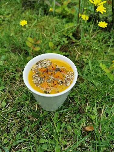 Soupe carottes, potimarron et patate douce au curry