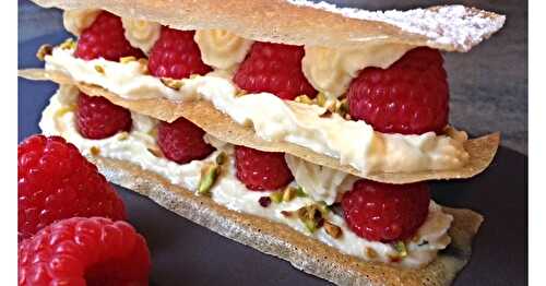 Millefeuille pistache-framboise au mascarpone