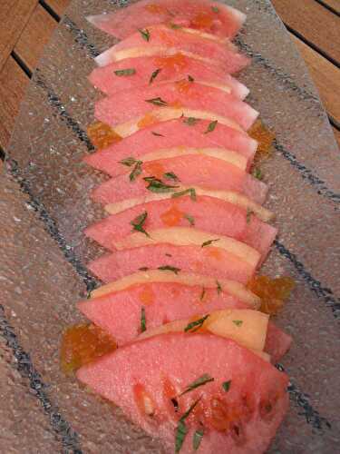 Carpaccio de pastèque et melon