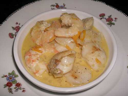 CASSOLETTE DE ST JACQUES ET GAMBAS