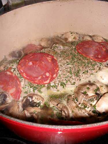 ROTI DE VEAU AU CHORIZO ET CHAMPIGNONS