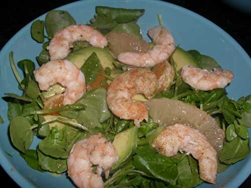 SALADE DE CRESSON AU POMELO ET CREVETTES