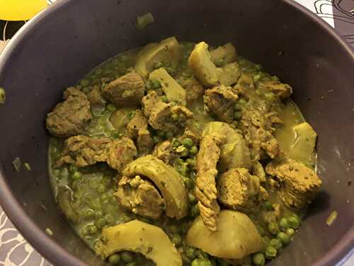 TAJINE DE VEAU AUX ARTICHAUTS ET PETITS POIS