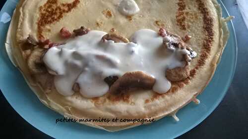 Crêpes aux champignons et lardons