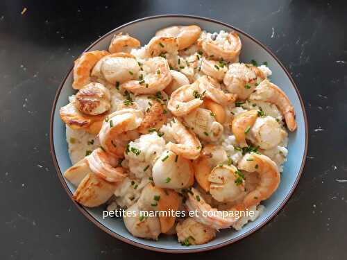 Risotto aux saint jacques et gambas