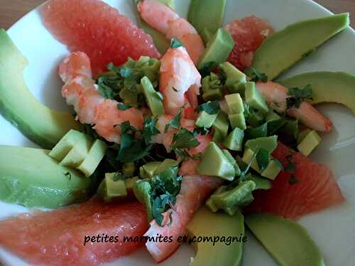 Salade avocat gambas et pamplemousse