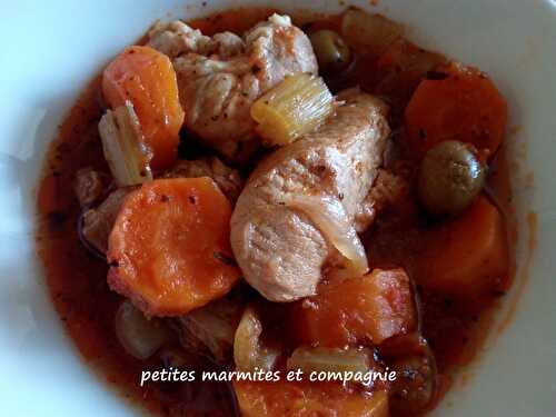 Sauté de porc légumes tomates olives