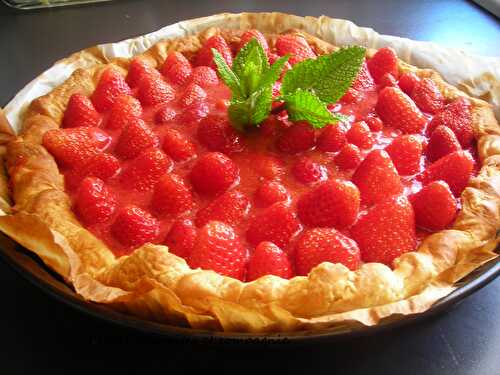 Tarte aux fraises et coulis à la menthe