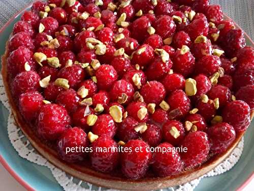 Tarte aux framboises et à la crème de pistache