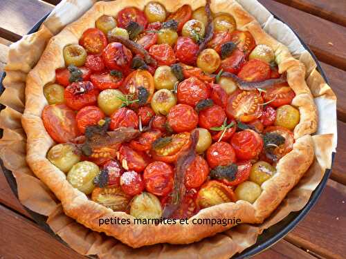Tarte aux mini tomates anchois et pesto