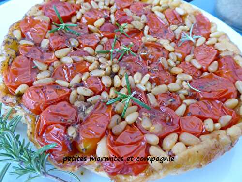 Tarte tatin aux mini tomates pesto et pignons