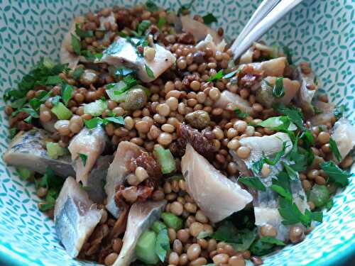 Salade de lentilles aux harengs fumés