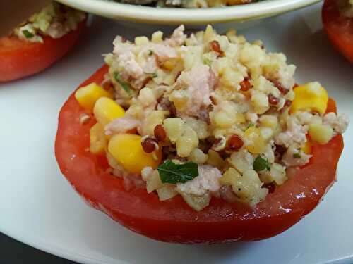 Tomates farcies au boulgour maïs et thon