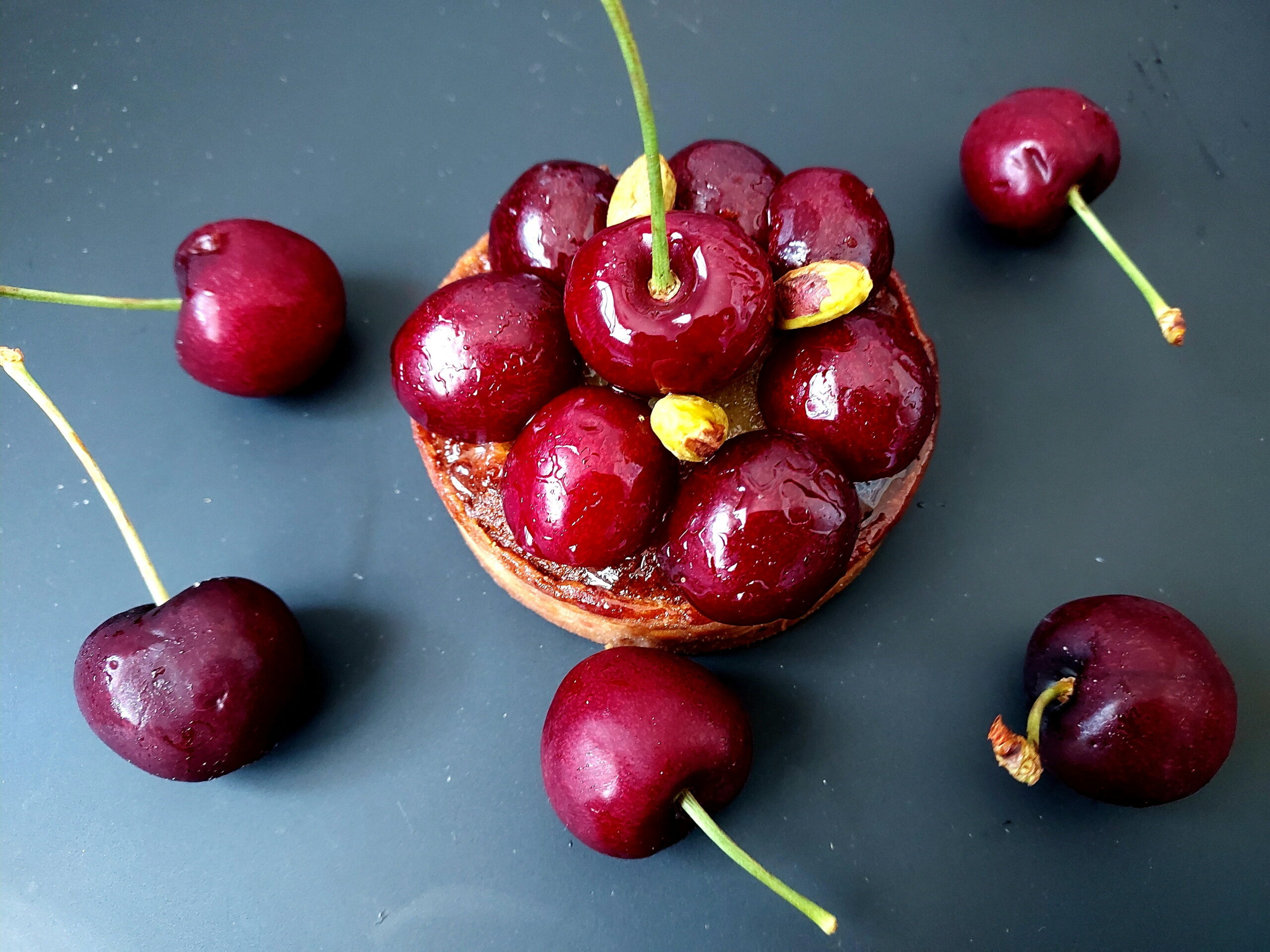 Tartelettes cerises crème de pistache