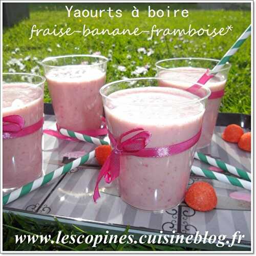 Yaourts à boire Fraise, banane & framboise.