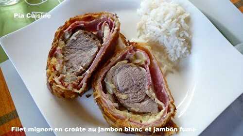 Filet mignon de porc au jambon blanc et jambon fumé