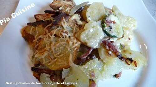 Gratin de pommes de terre courgettes et lardons fumés