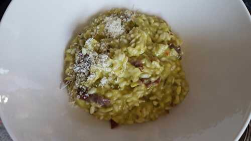 Risotto au poireau et bacon