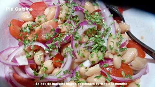 Salade de haricots blancs et tomates cerises à la menthe