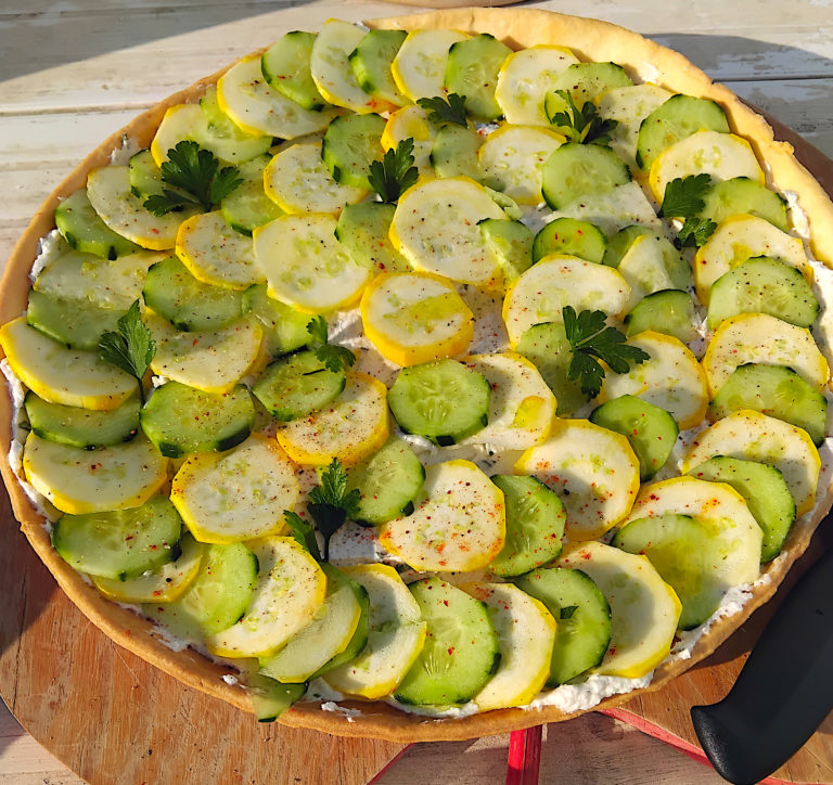 Tarte aux courgettes et concombre