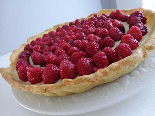 Tarte aux framboises et au chocolat blanc