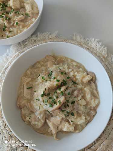 Risotto crémeux poulet champignons