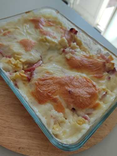 Gratin de crozets aux lardons