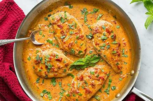 Blanc de poulet à la crème de tomate