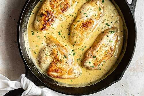 Blancs de poulet à la crème de moutarde