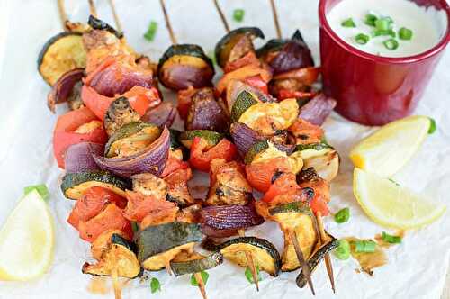 Brochettes de poulet aux légumes