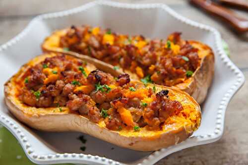 Butternut farcie à la viande hachée et légumes