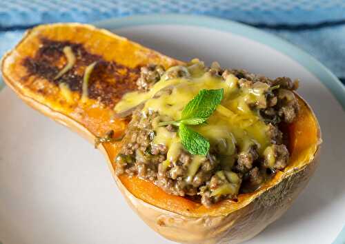 Butternut farcie au chèvre et viande hachée