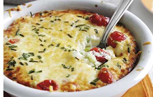 Clafoutis au chèvre frais et tomates cerises léger