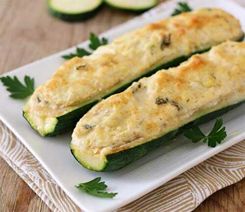 Courgettes farcies au thon et fromage