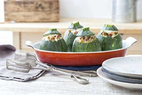 Courgettes rondes farcies au thon et fromage