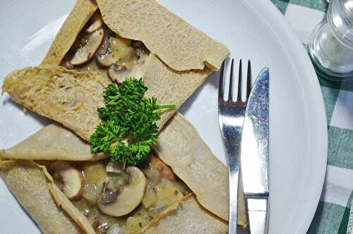 Crêpes de sarrasin au jambon et champignons légère