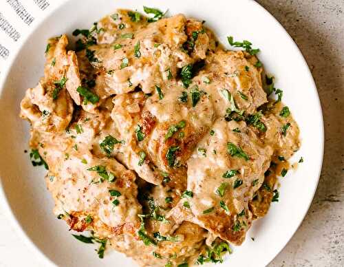 Escalopes de poulet à la sauce moutarde