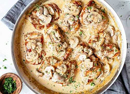 Escalopes de poulet et champignons à la sauce moutarde