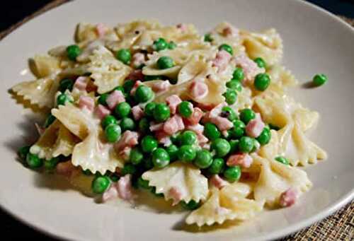 Farfalles aux petits pois et jambon WW