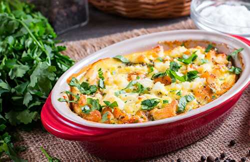 Le savoureux Gratin de potiron au parmesan et mozzarella