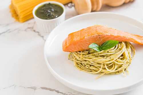 Pâtes au saumon et pesto, crémeuses et très simples