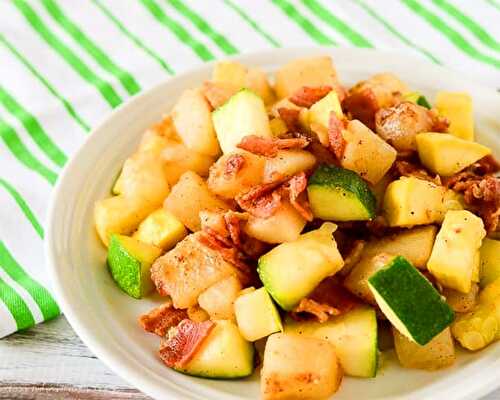 Poêlée de pomme de terre courgette et lardons