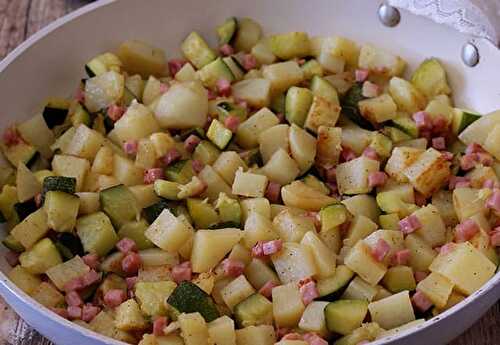 Poêlée de Pommes de Terre et Courgettes au Jambon