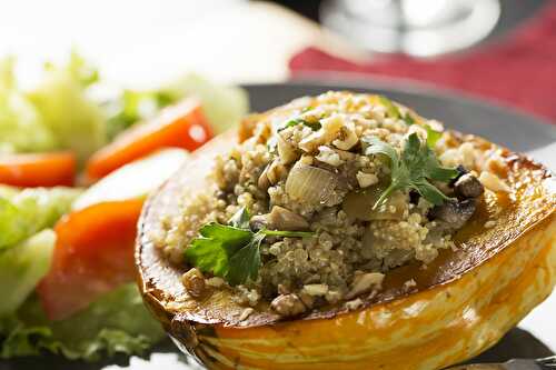 Potiron farci au quinoa et champignons