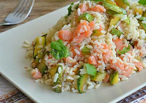 Riz au saumon et courgettes léger