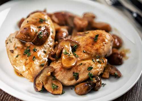 Sauté de poulet et champignons au vinaigre balsamique